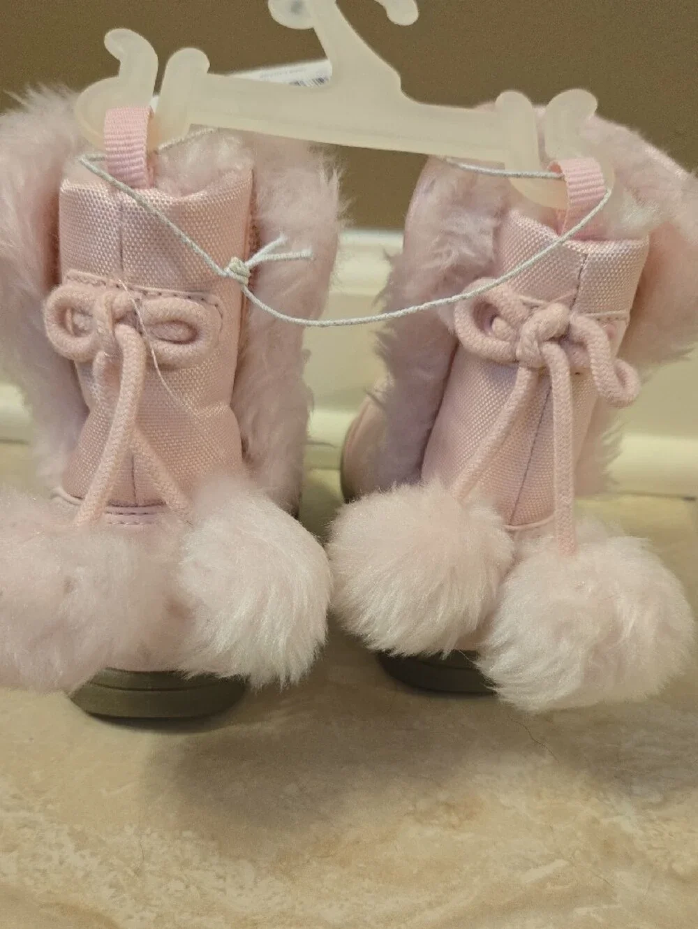 NWT Faded Glory Light Pink Faux Fur Quilted Boots INFANT 5